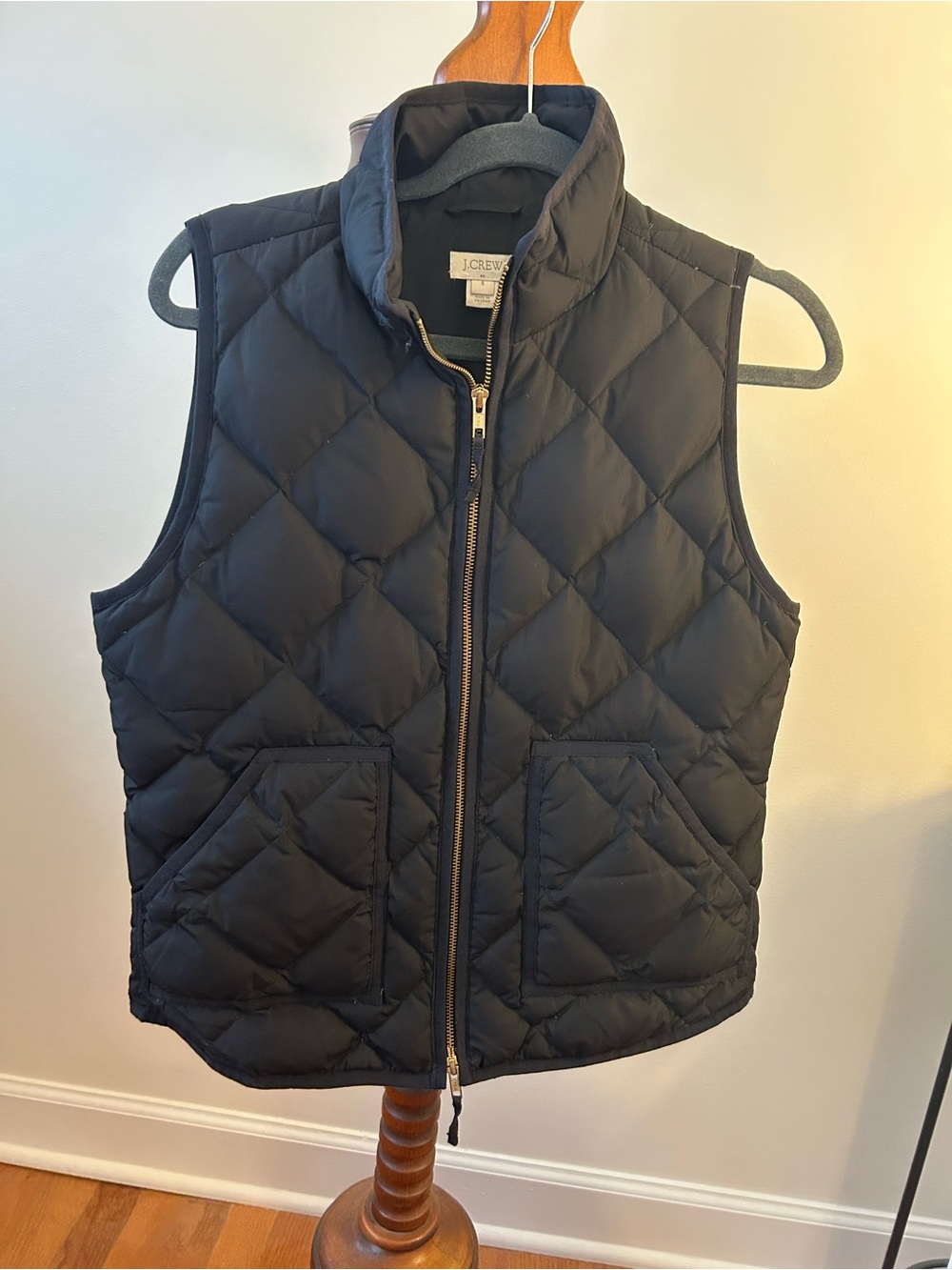 J. Crew Black Quilted Zip-Up Vest Women’s Size S EUC
